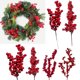 thumbnail image 2 of piezas de ramas de piña de bayas rojas artificiales de Navidad para el hogar, guirnalda de bricolaje, decoraciones de regalo, adorno para árbol de Navidad 2024, 2 of 5