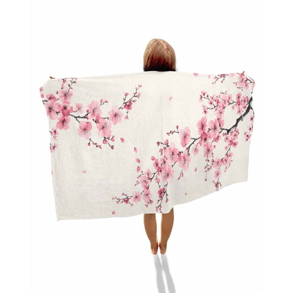 Cherry Blossoms Beach Towels Oversized Super Absorbent, Pink Flower Floral Spring Nature Country Lightweight Bath Towel Quick Dry Sets For Bathroom/Pool/Rv Camping/Beach Play/Gym Room/Picnic 30"x60"