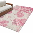 thumbnail image 2 of 3'x5' Area Rugs, Pink Coastal Starfish Indoor Outdoor Area Rug for Living Room Bedroom, Nautical Beach Conch Seashhells Washable Bathroom Rugs Kitchen Floor Carpet Mats Home Decor Aesthetic, 2 of 8