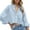Light Blue, variant on Weardear Long Sleeve Shirt for Women Button Down Cropped Shirts Plus Size Blouses Dressy Casual Lapel Shirt with Front Pocket