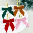 thumbnail image 4 of 24Pcs Christmas Velvet Bow Decoration, Christmas Tree Pendant Bow Accessories Velvet Ribbon Red Bows for New Year Xmas Gif, 4 of 9
