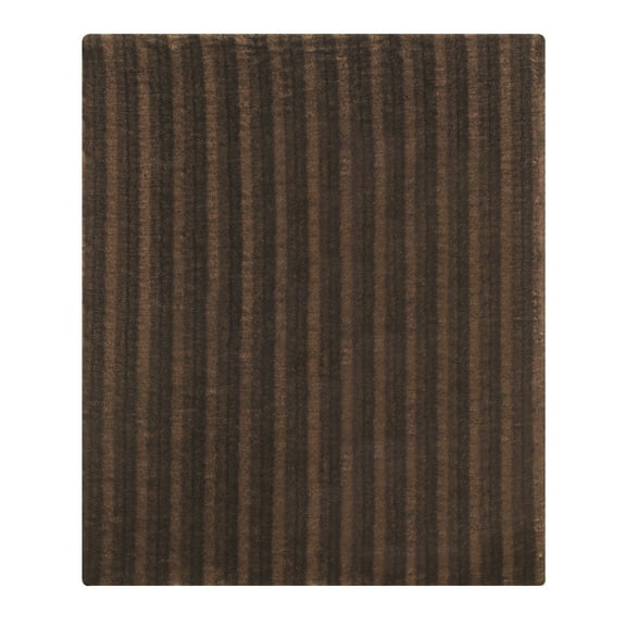 Brown Striped Fur Accent Throw Blanket 50" x 60"