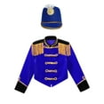 thumbnail image 3 of TiaoBug Kids Circus Ringmaster Performance Outfits Fringe Epaulet Jacket with Majorette Drummer Hat Royal Blue-A 8, 3 of 6