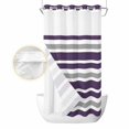 thumbnail image 2 of Purple Grey Striped No Hook Shower Curtain Waterproof,Bathroom Curtains with Snap in Liners and See Through Top Window,Modern White Abstract Art Aesthetics Hotel Bathtub Curtains Shower 54"Wx78"L, 2 of 8