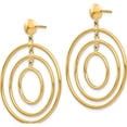 thumbnail image 2 of 14K Yellow Gold Fancy Circle Dangle Post Earrings (45 X 33) Made In United States tc490, 2 of 5