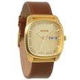 thumbnail image 2 of Nixon Men's A2681425 The Identity Gold Dial Gold Steel Brown Leather Strap Watch, 2 of 4