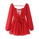 thumbnail image 3 of HH TRAF Vestido corto femenino elegante de verano de gasa con aberturas y lazo con cordones, vestido elegante de manga larga para vacaciones en la playa para mujer, 3 of 4