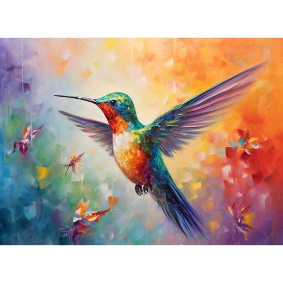 Watercolor Hummingbird Fly DIY 5D Diamond Art Painting by Number Kits for Adults Paint with Round Full Drill Diamond Gems Painting Art Craft for Home Wall Decor 15.8x19.8in