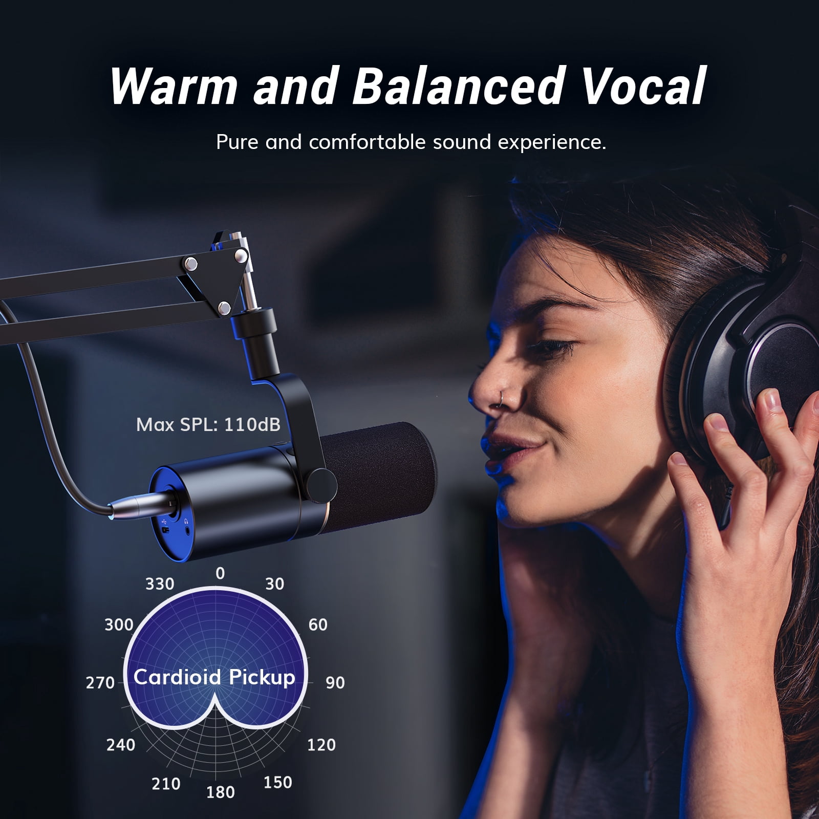 TONOR Dynamic Microphone, USB/XLR PC Microfono with Boom Arm Stand for Podcast, Recording, Live Streaming & Gaming, XLR Cardioid Studio Mic for Music & Voice-Over with 3.5mm Headphones Jack, TD510+