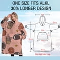 thumbnail image 4 of Oversized Wearable Blanket Hoodie,Pink Football and Drinks Pattern Sherpa Blanket Hoodie with Super Pockets,Super Warm Fuzzy Pullover for Women & Men, 4 of 6