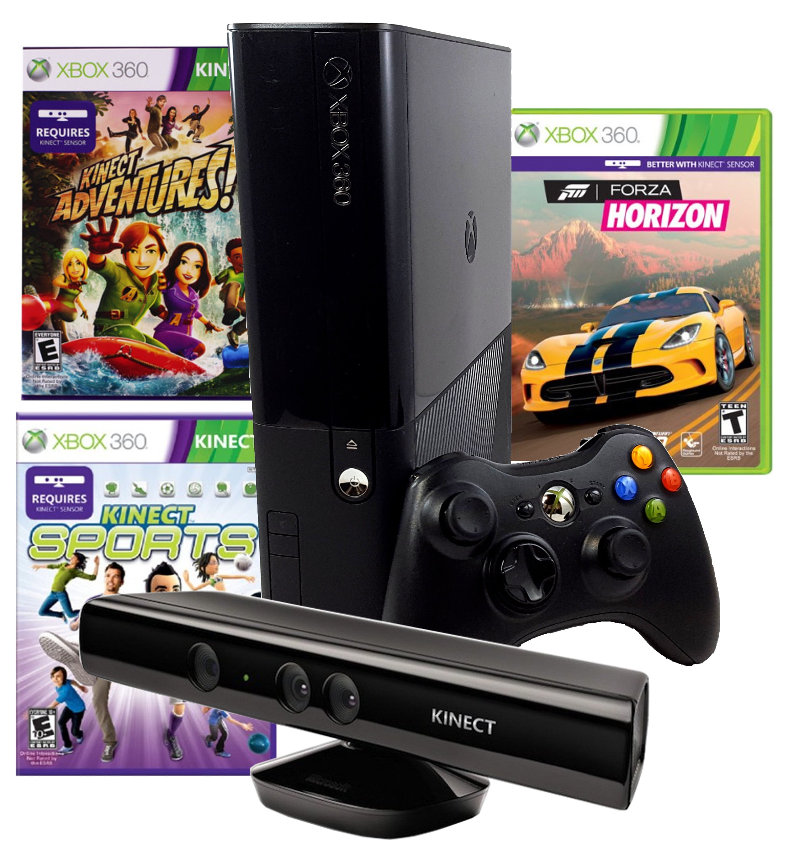 Smil Vær stille til eksil Restored Xbox 360 E 4gb Console Forza Horizons, Kinect Sports, and Kinect  Adventures (Refurbished) - Walmart.com