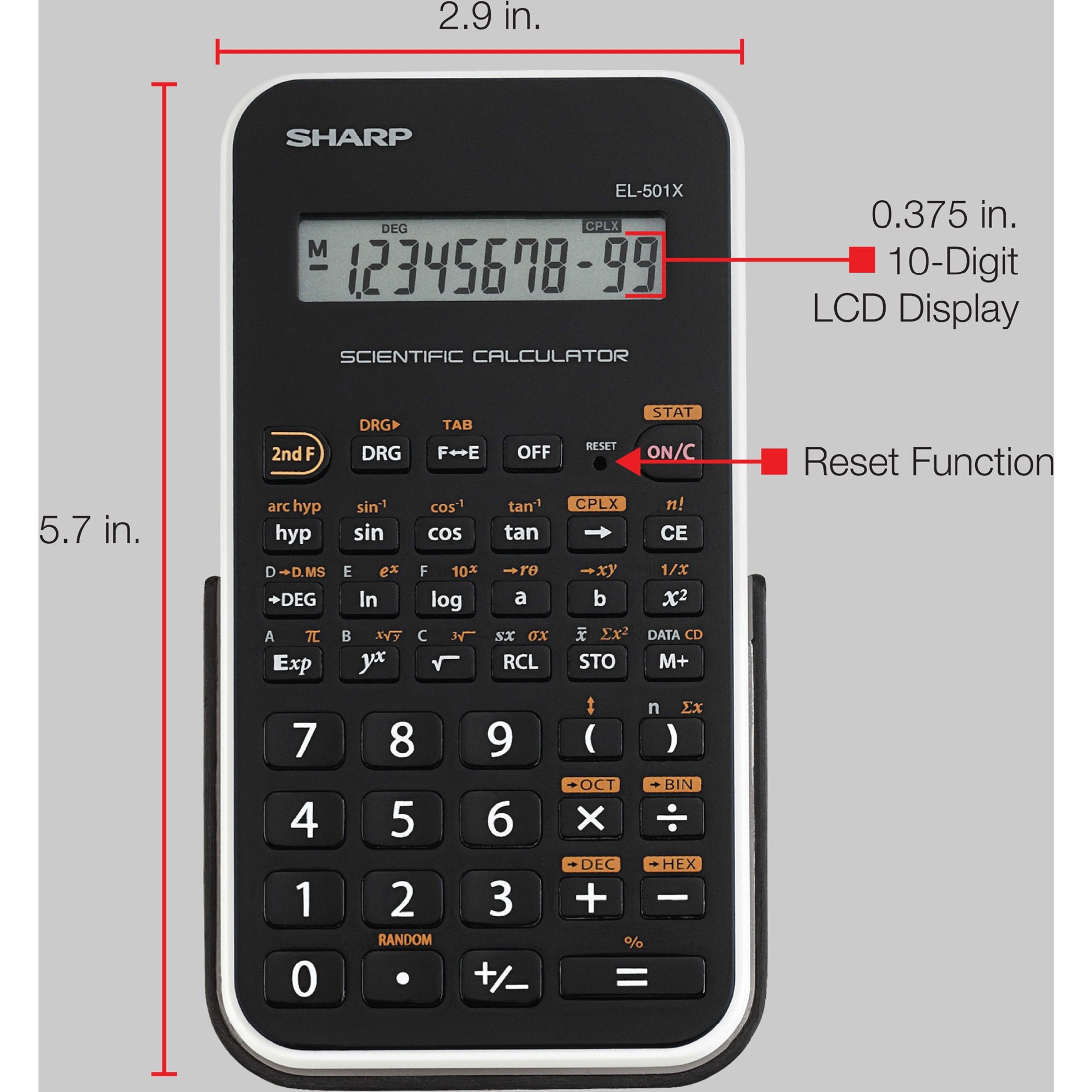 Sharp EL-501XBWH Scientific Calculator, Black - image 4 of 4