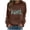 Brown women letter print sweater a1, variant on Women Sweaters Round Neck Long Sleeve Letter Print Casual Floral Cute Tops Comfy Pullover for Daily Wear Fall Outfits, Pink 2XL