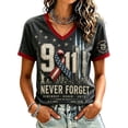 thumbnail image 2 of 9/11 25th Anniversary Shirt Womens WE Will Never Forget Tee Shirts | Lightweight Fabric, V Neck Short Sleeve Tops, American Flag, 2001-2026 25Th Anniversary Tops, Patriotic Honor Tee Shirt Black,3XL, 2 of 4