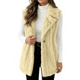 thumbnail image 3 of Tqyyweavej Womens Sherpa Fleece Vest Sleeveless One Button Lapel Collar Jacket Loose Fit Winter Coats with Pockets, Gifts for Women, 3 of 10