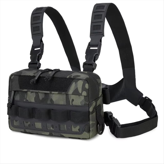 Bolsa de Pecho para Deportes Al Aire Libre - Chaleco Molle para Pesca con Señuelos, Riñonera para Camping, Senderismo, Ciclismo y Escalada.