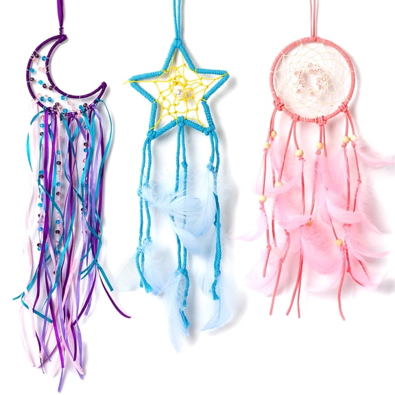 2ooya 3 Pieces Boho Wall Hanging, Star Sun Moon Design Macrame DIY Craft for Home Decor