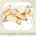 thumbnail image 4 of 100Pieces Wooden Keychain Blanks Bulk Rectangle Wood Engraving Unfinished Key Ring Tag A, 4 of 7