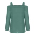 thumbnail image 4 of Womens Cold Shoulder Tops Cut Out Neck Long Sleeve Shirts Off Shoulder Knitted Tunic Casual Dressy Sexy Blouse Dressy Lightweight Comfy Outfits Going Out Tops Ladies Fashion Trendy, 4 of 5