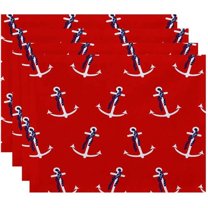 Simply Daisy 18" x 14" Anchor Whimsy Geometric Print Placemats, Set of 4