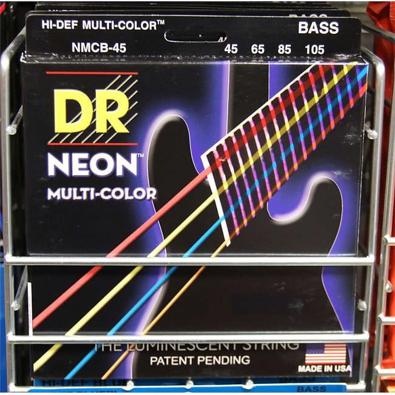 HI-Def Neon™ - Multi-Color Colored Electric Bass Guitar Strings: Medium 45-105