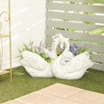 thumbnail image 2 of DecMode 30" x 19" White Magnesium Oxide Swan Planter, 2 of 8