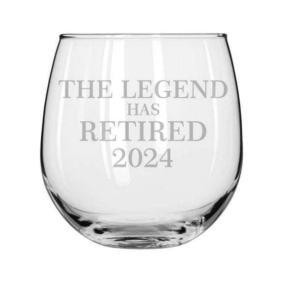 Wine Glass for Red or White Wine The Legend Has Retired 2024 Retirement Gift (16 oz Stemless)