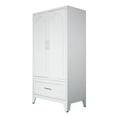 thumbnail image 4 of 60" Tall White Metal Wardrobe with 2 Drawers & Hanging Rod, 2-Door Storage Cabinet with Adjustable Shelf for Bedroom, Office, Entryway, 4 of 8
