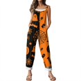 thumbnail image 6 of Halloween Jumpsuits for Women Cotton Linen Funny Floral Print Lounge Rompers Funny Floral Print Casual Comfy Overalls with Pockets, 6 of 7