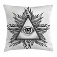 thumbnail image 1 of Ambesonne Eye Triangles Spiritual Tattoo Square Pillow Cover, 1 of 1