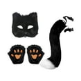 thumbnail image 2 of Black Wolf Fox Tail & Ears Costume Set with Fingerless Gloves - Halloween Cosplay Accessories for Adults - Christmas Party Furry Faux Fur Mask & Paw Gloves Gift for Women & Men, 2 of 6