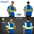 thumbnail image 6 of High Visibility Shirts for Men Women, Quick Dry Safety Short Sleeves T Shirts with Reflective Strips, Hi Vis Construction Work Shirt, Class 2 ,Blue ,X-Large, 6 of 7