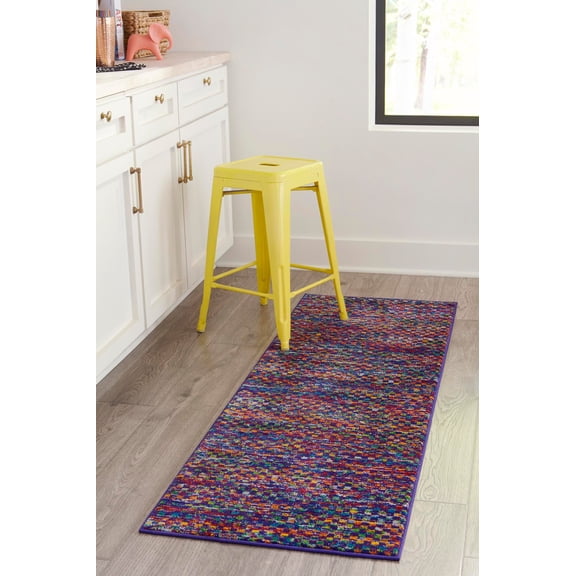 Rugs.com Calypso Collection Rug – 12 Ft Runner Multi Medium Rug Perfect For Hallways, Entryways