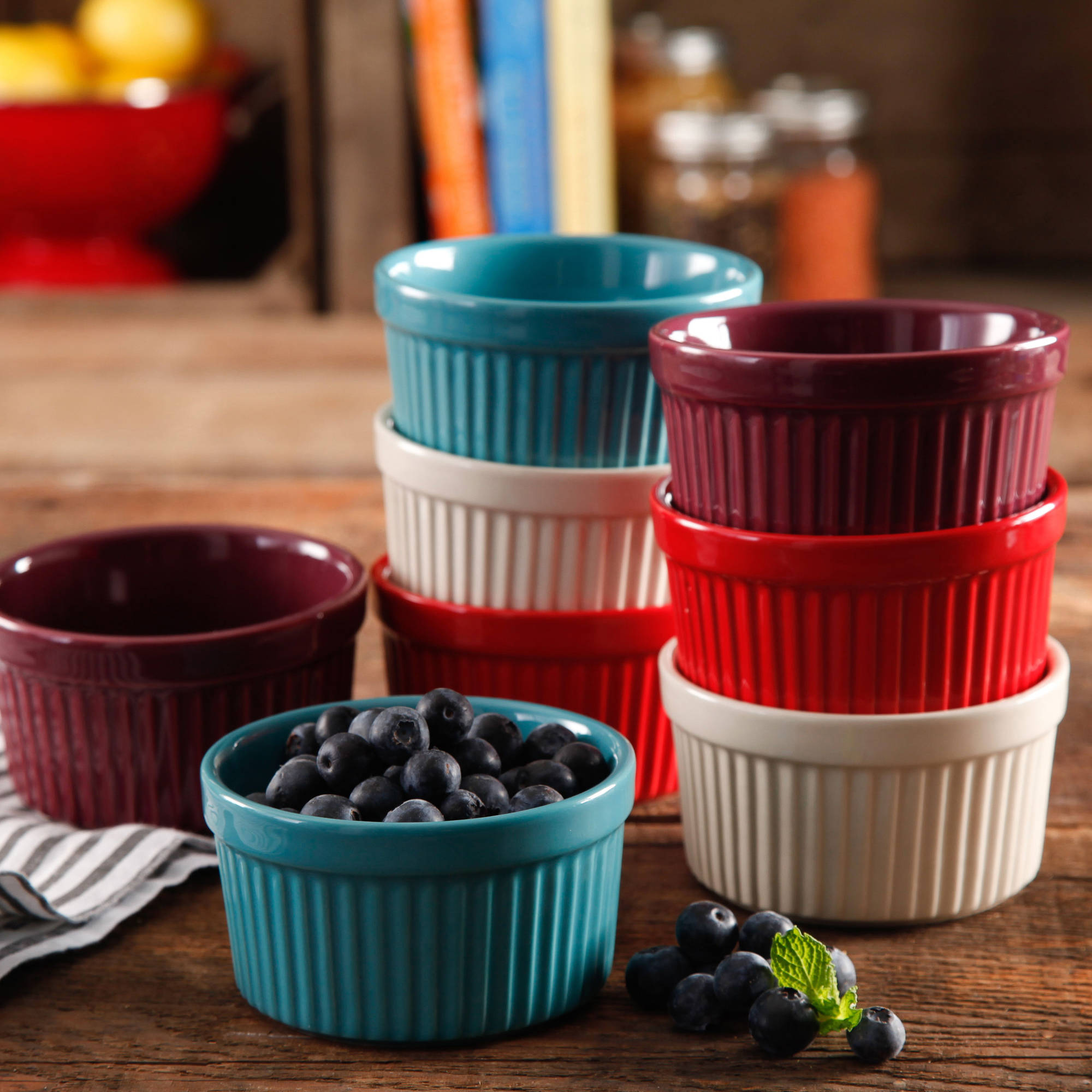 Pioneer Woman 9 oz Ramekins 8 Set Desert Cups Creme Brulee Mousse