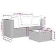 thumbnail image 4 of vidaXL 3 Piece Garden Lounge Set with Cushions Grey Poly Rattan, 4 of 5