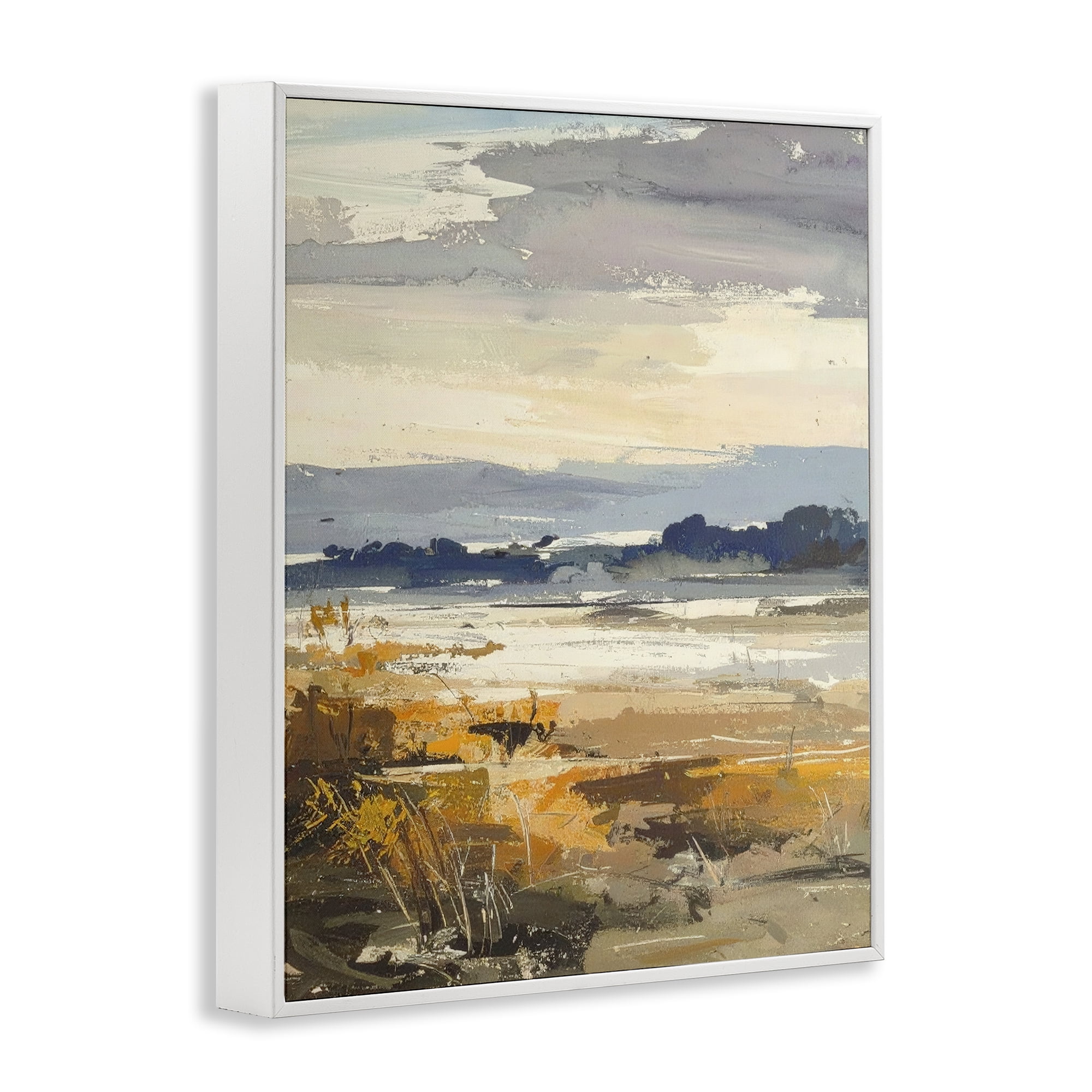 Stupell Industries Distant Horizon Abstract White Framed Giclee Art, design by Alonza Saunders