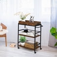 thumbnail image 3 of Giantex Industrial Bar Cart, Retro Style Kitchen Island on Wheels, Kitchen Serving Cart with Lockable Universal Wheels, Rustic Brown and Black, 28.5 x 16 x 36.5 inches (Rustic Brown), 3 of 10