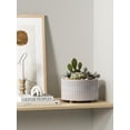 thumbnail image 4 of Succulent Pots, 6.5+8 Inch Ceramic Indoor Plant Pot with Drainage Hole, Shallow Round Succulent Planters, Set of 2, Reactive Glaze Star White, 4 of 6