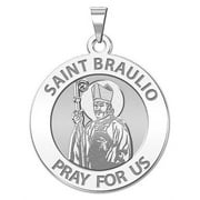 Saint Braulio Round Religious Medal - 1 Inch Size of a Quarter -Sterling Silver
