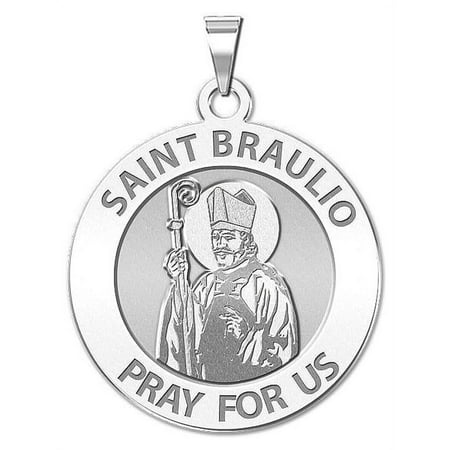 Saint Braulio Round Religious Medal - 1 Inch Size of a Quarter -Sterling Silver