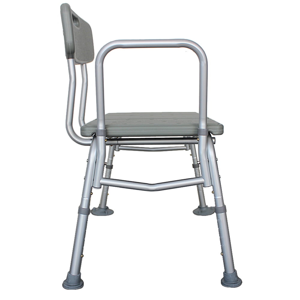 Bathroom Safety Shower Tub Aluminium Alloy Bath Chair Transfer Bench with Back & Handle Gray