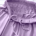 thumbnail image 3 of Lenpel Wide Leg Knee Length Pj Bottoms for Women Pleated Drawstring Elastic Waist Cropped Pajama Pants Comfy Soft Lounge Sleep Bottoms, 3 of 6
