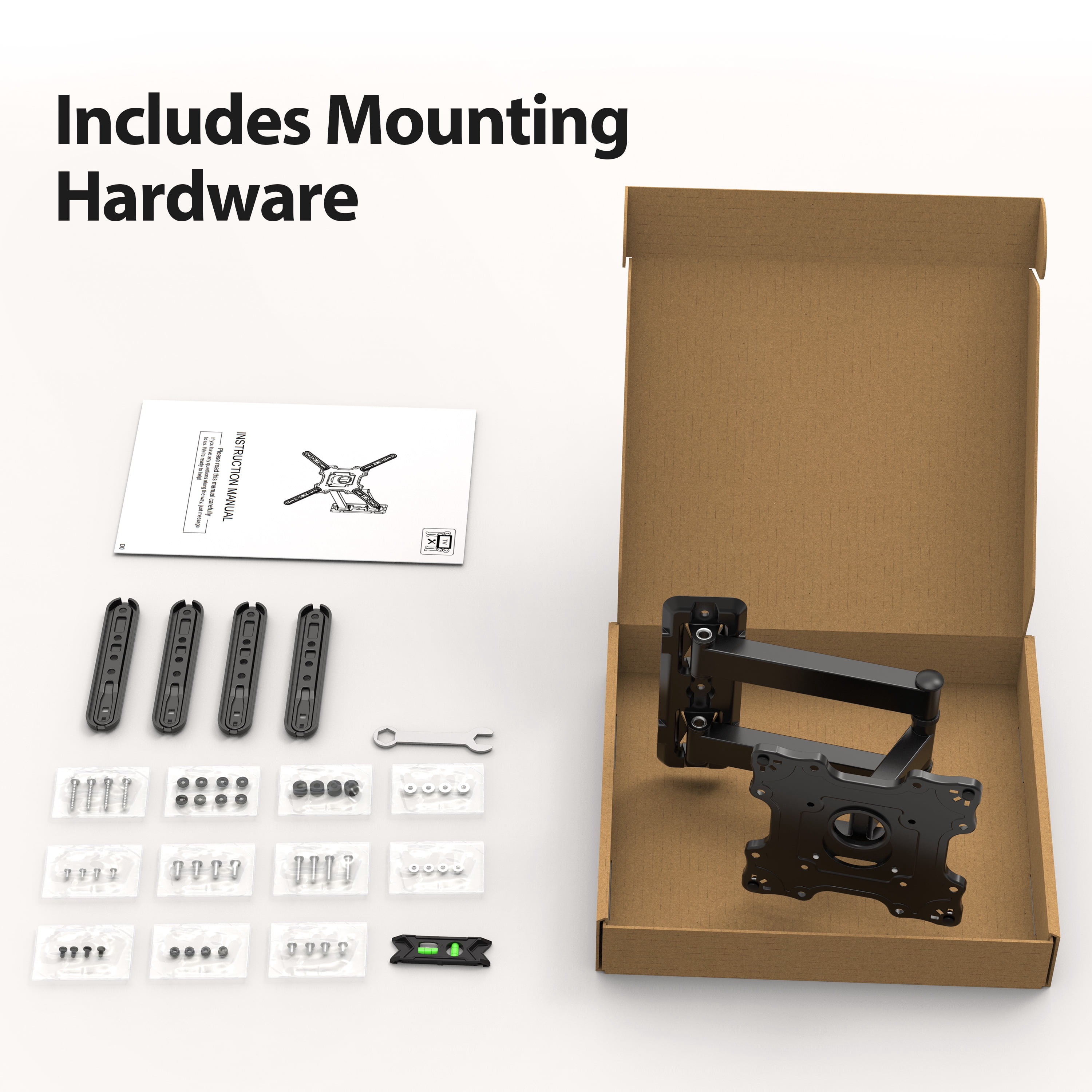 MountLiving Full Motion TV Wall Mount for 26-60 inch TVs, Single Stud Corner Bracket with Swivel & Tilt, Max VESA 400x400mm, 77 lbs Capacity