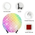 thumbnail image 4 of Daiia Fish Scale Printed Pattern Ceramic Plate Dinner Plates Bone China Decorative Plates with Display Stand Art Ceramic Ornaments for Wall Hanging Decoration-8in, 4 of 6