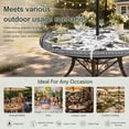 thumbnail image 6 of Round Outdoor Tablecloth with Umbrella Hole and Zipper, Black Floral Tablecloth with Elastic Waterproof, Retro Flowers Leaves Farmhouse Greek Key Patio Table Covers for 36" - 44" Picnic Pool Tables, 6 of 9