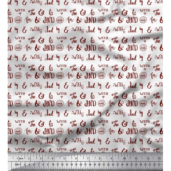Soimoi Red Silk Fabric To The End Text Printed Craft Fabric by the Yard 42 Inch Wide