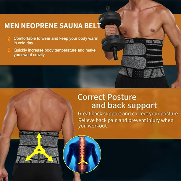 Men Neoprene Sweat Belt Fat Burner Belly Compression Body Shaper Waist  Trainer