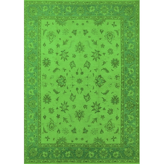 Ahgly Company Indoor Rectangle Oriental Green Traditional Area Rugs, 7' x 10'