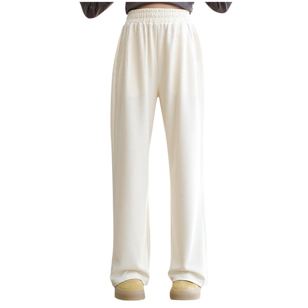 Odeerbi 3-15 Años Niños Niñas Pantalones Pata Ancha Algodón Verano Casual Cintura Elástica Color Sólido Pantalones Pata Recta