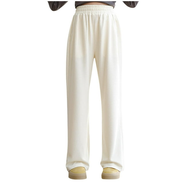 Odeerbi 3-15 Años Niños Niñas Pantalones Pata Ancha Algodón Verano Casual Cintura Elástica Color Sólido Pantalones Pata Recta
